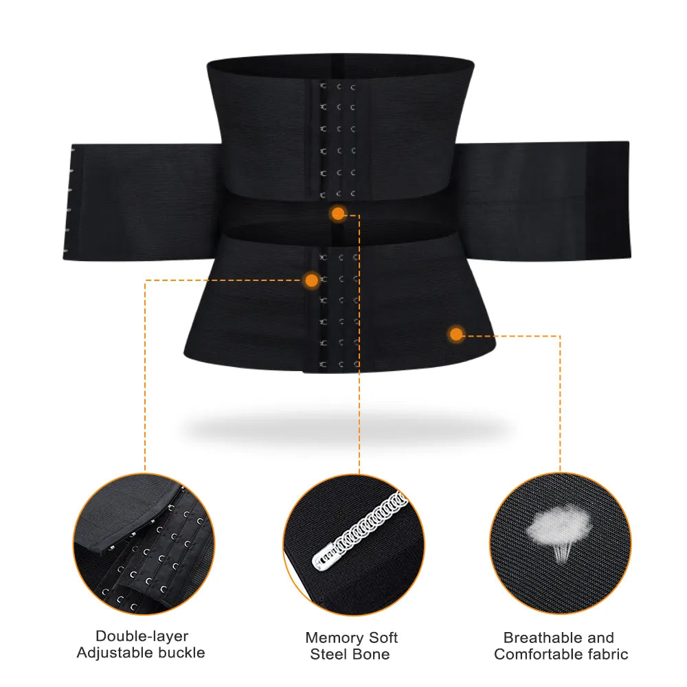 MISTHIN Waist Trainer Cincher Postpartum Double Belt Corset For Women Adjustable Corset Belly Reducing Fajas Girdle Firm Shaper