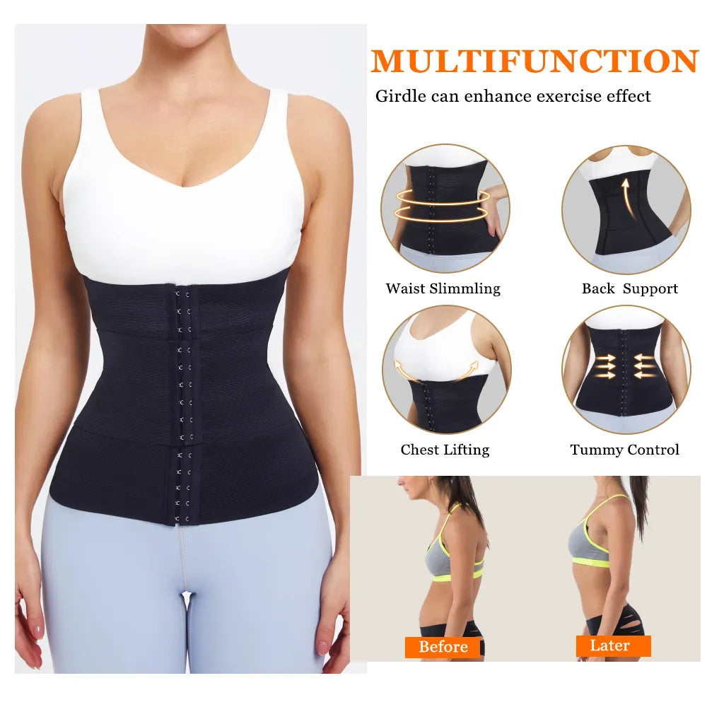 MISTHIN Waist Trainer Cincher Postpartum Double Belt Corset For Women Adjustable Corset Belly Reducing Fajas Girdle Firm Shaper